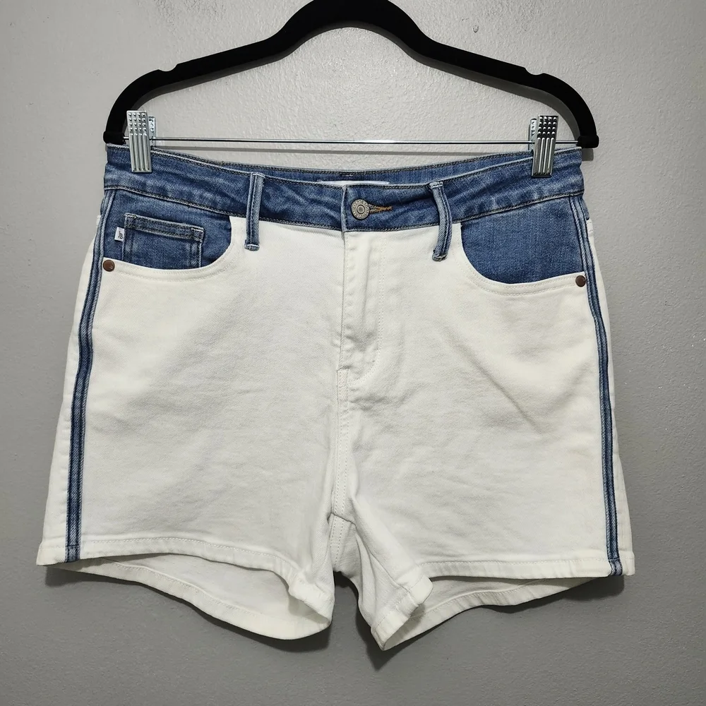 Judy Blue Two-Tone Denim and White Jean Shorts Size Large